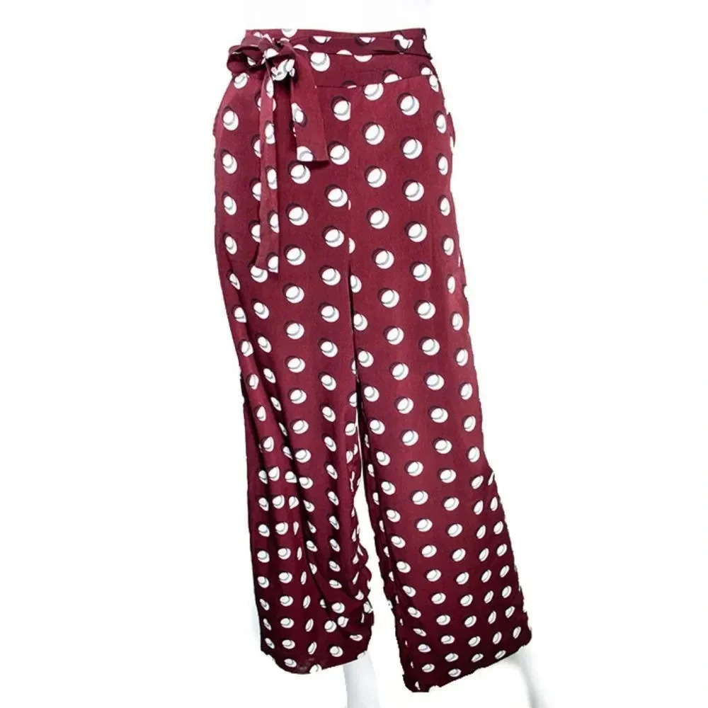 Vila Clothes Burgundy Polka Dot Pants 6